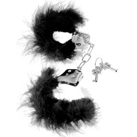 Наручники металлические Feather Love Cuffs с пухом черные