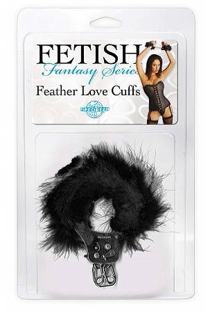 Наручники металлические Feather Love Cuffs с пухом черные
