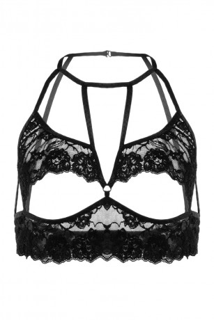Черный эротический бралетт с открытым нижним кливиджем Ellen
