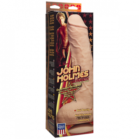 Фаллоимитатор большого размера Джон Холмс с мошонкой на присоске