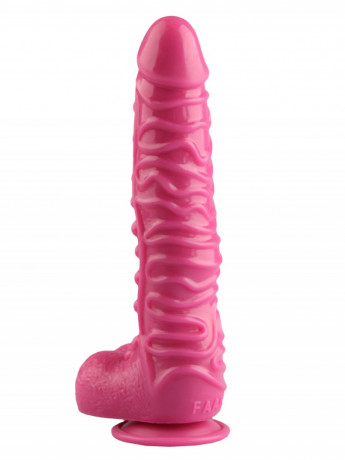 Фаллоимитатор из эластичного материала с ребристой поверхностью