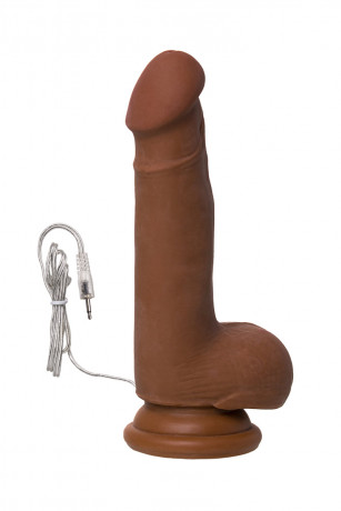 Вибратор с присоской и пультом управления коричневого цвета Elite Mulatto