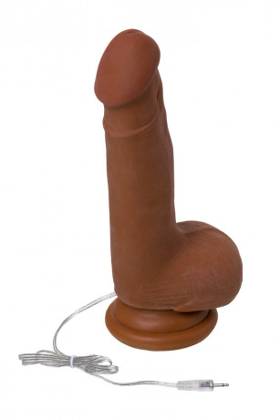 Вибратор с присоской и пультом управления коричневого цвета Elite Mulatto