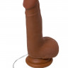 Вибратор с присоской и пультом управления коричневого цвета Elite Mulatto