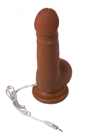 Вибратор с присоской и пультом управления коричневого цвета Elite Mulatto