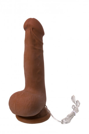 Вибратор с присоской и пультом управления коричневого цвета Elite Mulatto