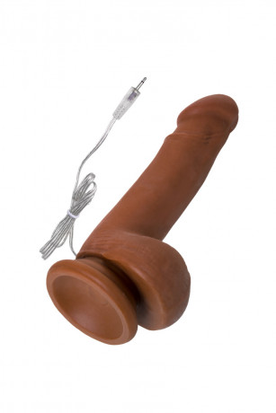 Вибратор с присоской и пультом управления коричневого цвета Elite Mulatto