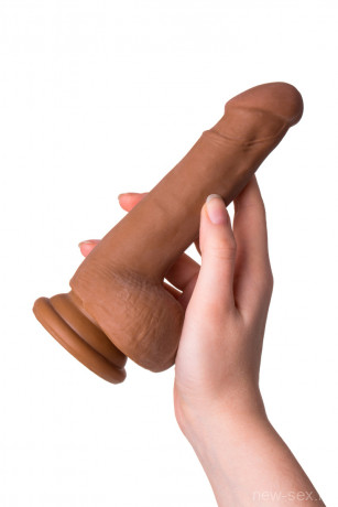 Вибратор с присоской и пультом управления коричневого цвета Elite Mulatto