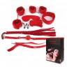 Набор аксессуаров для БДСМ игр красного цвета с меховой подкладкой 9 предметов