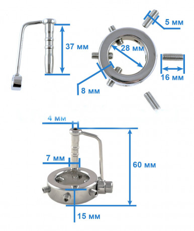 Фиксатор на член с шипами и катетером