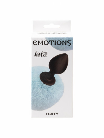 Силиконовая черная анальная пробка с круглым меховым хвостиком Emotions Fluffy