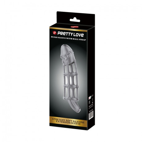 Насадка текстурная на пенис с подхватом мошонки Silicone penis sleeve with ballstrap