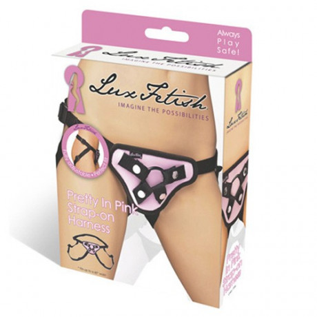 Розовые трусики-сердечко для страпона PNK