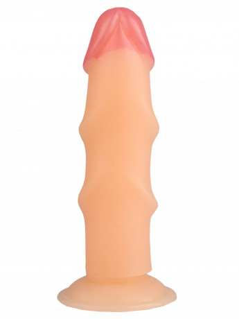 Телесный анальный стимулятор с дополнительными ребрами