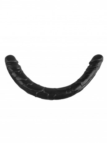 Реалистичный черный двухголовый фаллоимитатор из эластомера