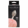 Анальная серебристая пробка с меховым заячьим хвостиком Diamond Twinkle