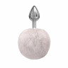 Анальная серебристая пробка с меховым заячьим хвостиком Diamond Twinkle