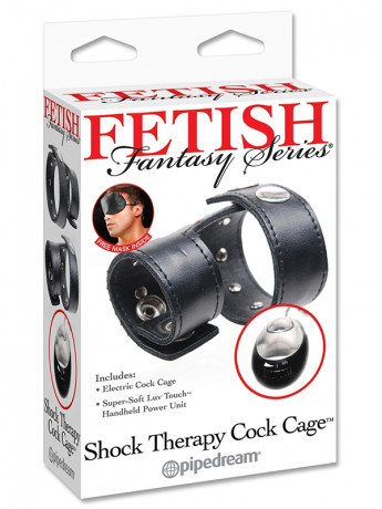 Кожаный электропроводящий бондаж с пультом управления + массажер