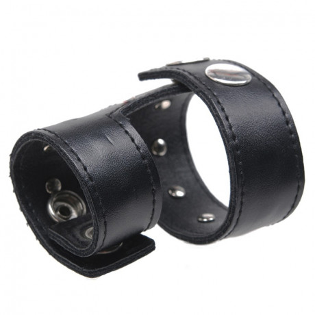 Кожаный электропроводящий бондаж с пультом управления + массажер