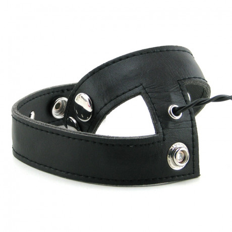 Кожаный электропроводящий бондаж с пультом управления + массажер