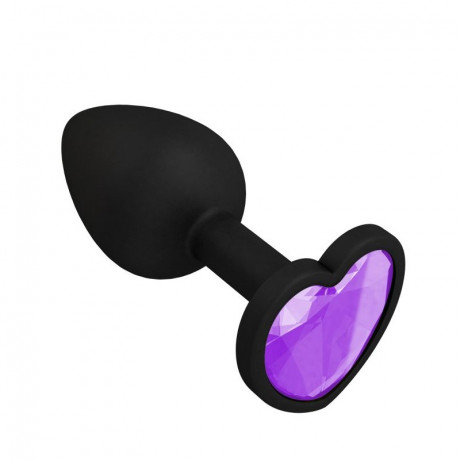 Маленькая силиконовая анальная пробка с кристаллом в форме сердца ДД