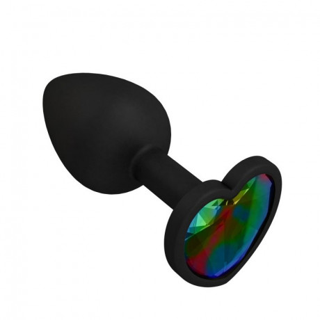 Маленькая силиконовая анальная пробка с кристаллом в форме сердца ДД