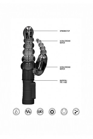 Вибромасссажер кролик с функцией ротации и анальным стимулятором Rotating Bubbles