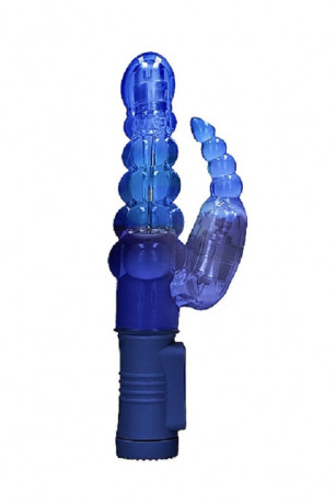 Вибромасссажер кролик с функцией ротации и анальным стимулятором Rotating Bubbles