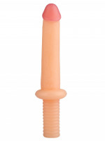 Телесный реалистичный фаллоимитатор для анальной стимуляции с ручкой