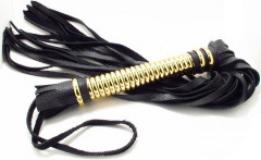 Плетка  из натуральной кожи с золотой рукояткой