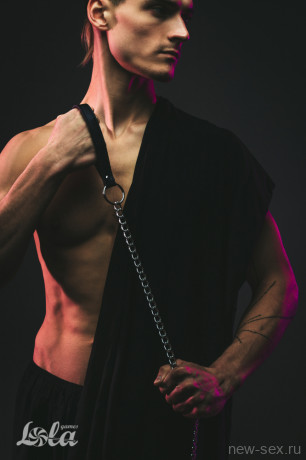 Металлический бдсм поводок для ошейника с черной ручкой Party Hard Willpower