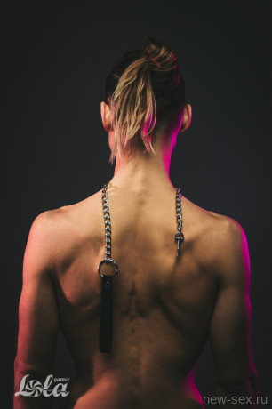 Металлический бдсм поводок для ошейника с черной ручкой Party Hard Willpower