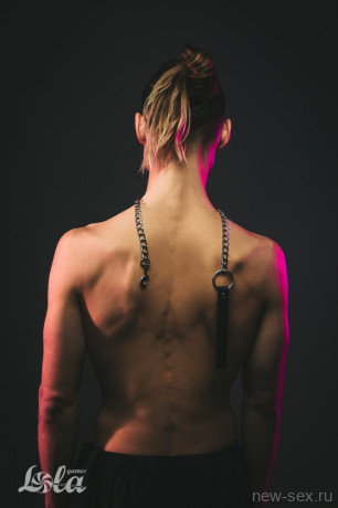 Металлический бдсм поводок для ошейника с черной ручкой Party Hard Willpower