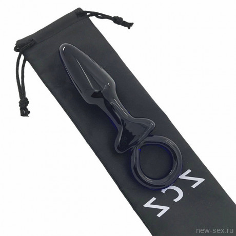 Стеклянная анальная пробочка с колечком в основании