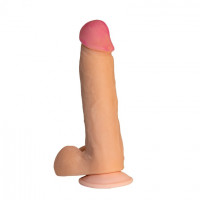 Фаллоимитатор реалистик из киберкожи с мошонкой и присоской номер 63 DD	