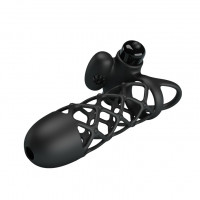 Черная силиконовая вибронасадка с 10 режимами Penis Sleeve I