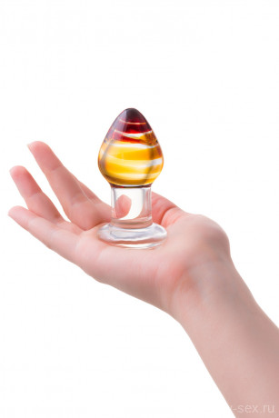 Гладкая анальная пробка с оригинальным рисунком Sexus Glass