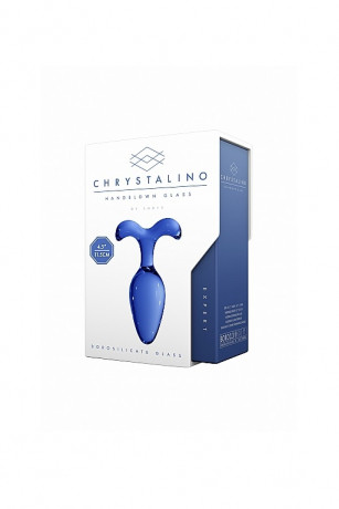 Голубая анальная пробка из стекла с повышенной прочностью Chrystalino Expert