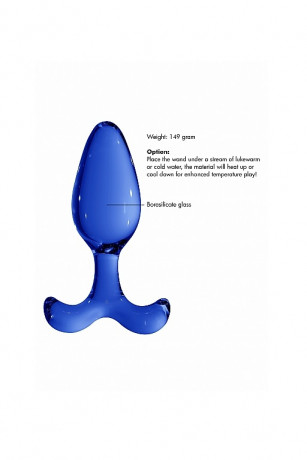 Голубая анальная пробка из стекла с повышенной прочностью Chrystalino Expert