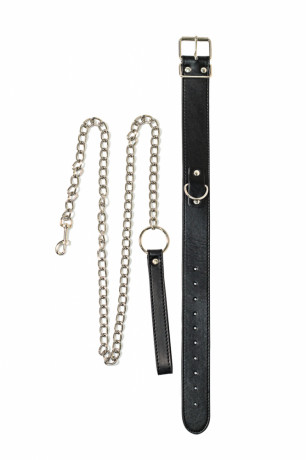Стильный черный ошейник на поводке с длинной цепочкой Party Hard Wild