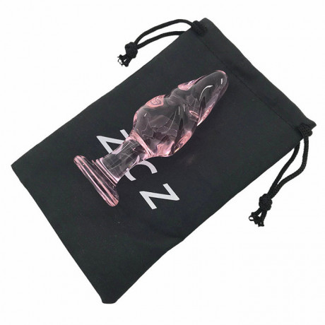 Стеклянная витая анальная пробочка нежно розового цвета