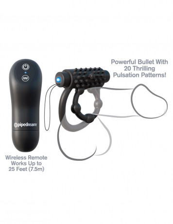 Эрекционное вибро кольцо с подхватом мошонки на пульте ДУ C-Ringz