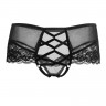 Черные трусики из кружева и лент с доступом к интимной зоне Cheryl