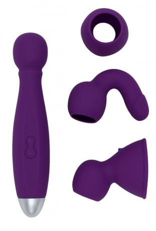 Многофункциональный вибростимулятор с тремя съемными насадками Bowling