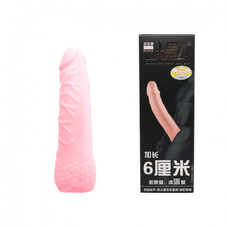 Реалистичная насадка на пенис с закрытой головкой плюс 3,5 см Baile