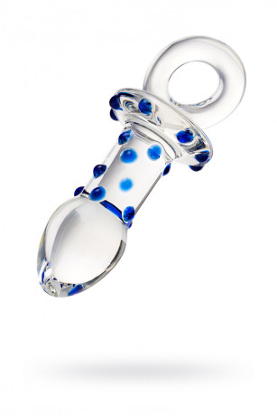 Рельефная анальная втулка из стекла с кольцом Sexus Glass