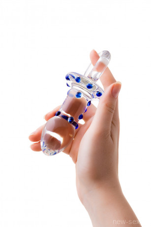 Рельефная анальная втулка из стекла с кольцом Sexus Glass