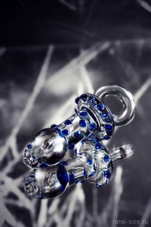 Рельефная анальная втулка из стекла с кольцом Sexus Glass