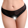 Черные трусики из изысканного кружева с интимным доступом Magali