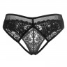 Черные трусики из изысканного кружева с интимным доступом Magali